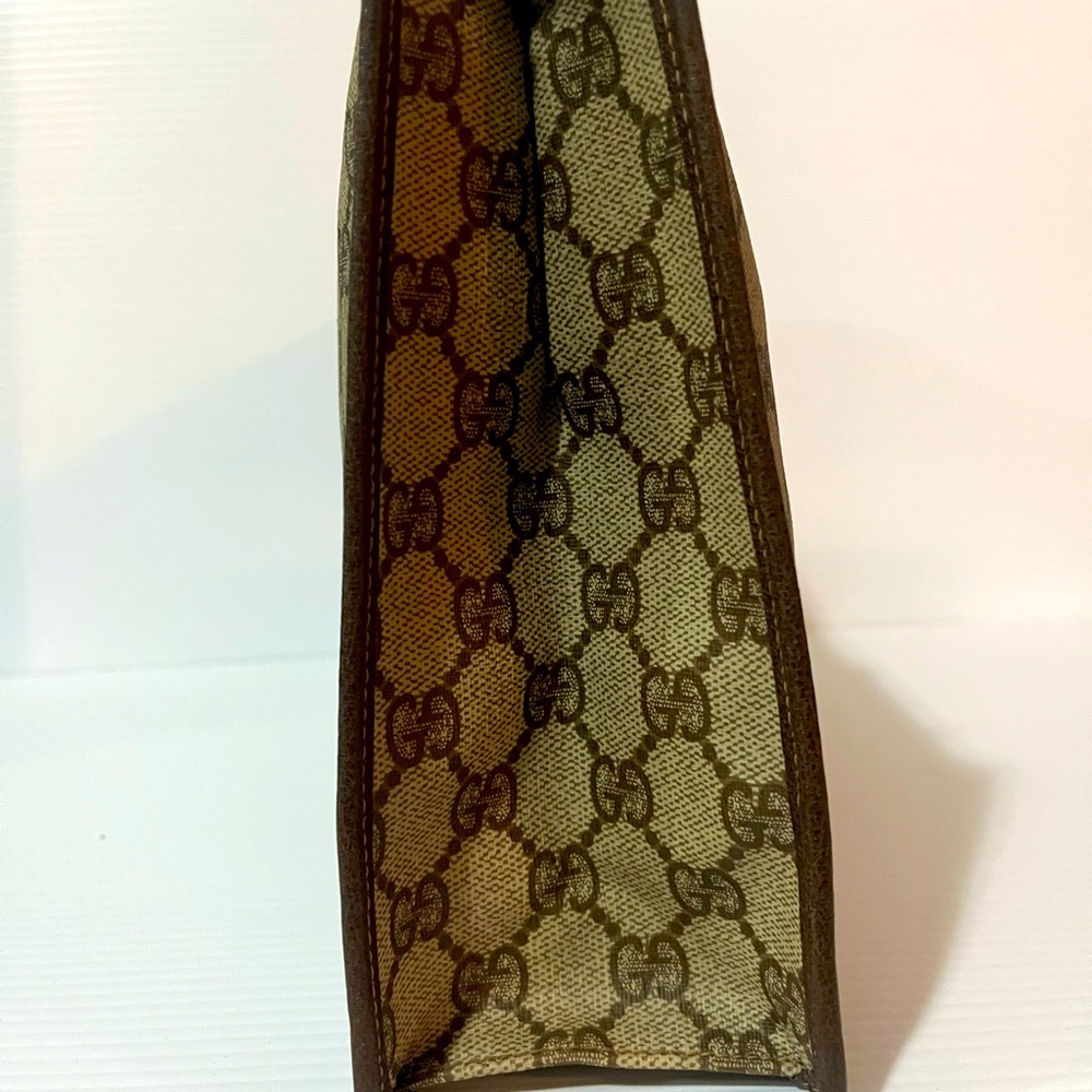 Authentic Gucci Monogram Leather Brown Pouch - image 7